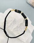 14k gold 4mm beads with long beads bracelet N-W8