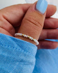 Ring 14k gold beads 2mm and 2mm white speaking beads