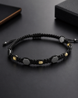14k gold 4mm beads and 7mm hematite beads bracelet HMB-21