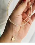new style 14k gold 1.5-2mm Faceted Polyhedral Beads necklace with long heart and 2mm