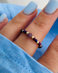 Ring 14k gold 2mm and 3mm beads ametist with purple shiny beads