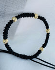 14k gold extra large beads 6mm with black beading string bracelet