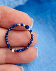 Ring 14k gold 2mm and 2mm beads Lapis blue matte beads