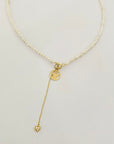 14k gold long angel and heart beads and 2.5mm freshwater pearls necklace m