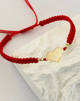14k gold engraving heart and 2.5mm beads and string bracelet