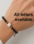 14k gold 2.5mm gold beads with white shell letter adult bracelet