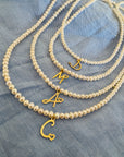 14k gold letter freshwater pearls necklace NFW