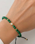 14k gold middle stone with 2mm small beads and malachite stone bracelet MDS10