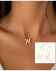14k gold pendant thin minimalist letter with clear string necklace 39cm MNP1