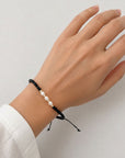 14k gold 2mm small beads and freshwater Perls with black beads 3mm spinel bracelet MDS9