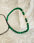 14k gold middle stone with 2mm small beads and malachite stone bracelet MDS10