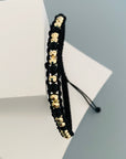 14k gold4mm disco beads with black 4mm beads bracelet DON-3