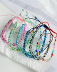 14k gold 2mm beads and different multicoloured beads faced bracelet