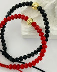 Bracelet 14k gold large ball middle 6mm with different color beads adult size
