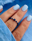 Ring 14k gold 2mm and 2mm beads Lapis blue  matte beads