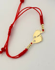 14k gold engraving feet and 2.5mm beads  and string bracelet