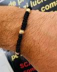 14k gold extra large beads 6mm with black beading string bracelet