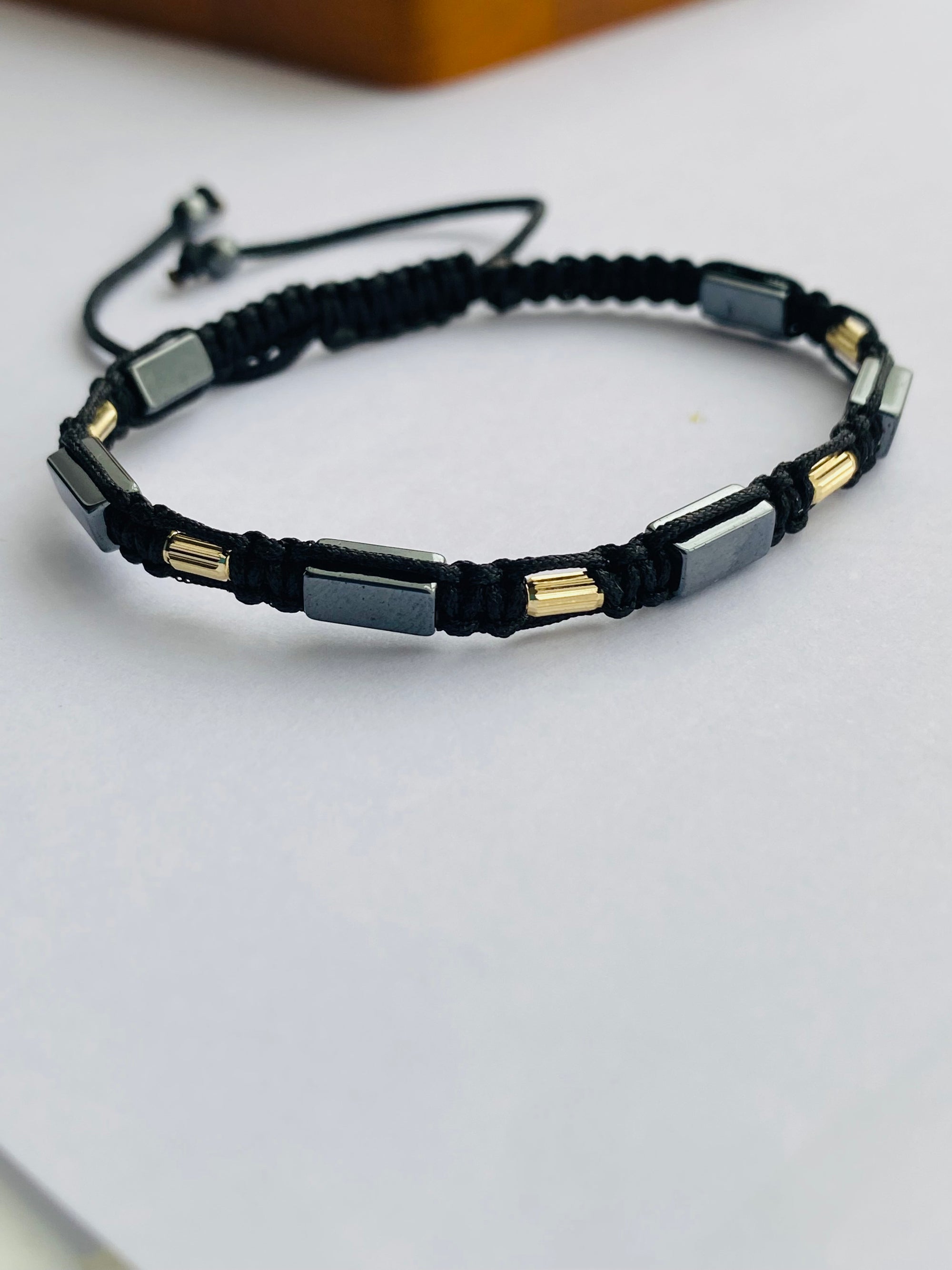 14k gold 5mm beads  and 7mm hematite   beads bracelet HMB-22