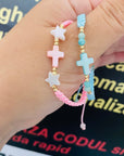 14k gold cross     and 2mm  beads  and string kids bracelet (Copy)