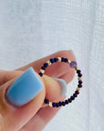 Ring 14k gold 2mm and 3mm beads ametist with purple  shiny beads