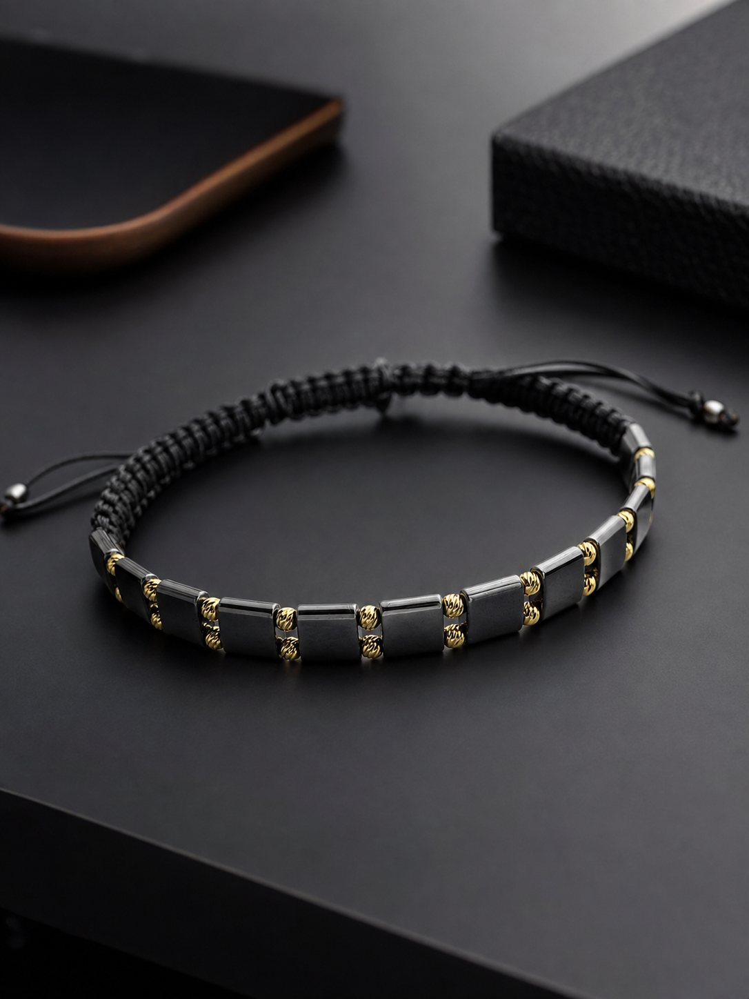 14k gold 2mm beads  and 5mm hematite   beads bracelet HMB-20