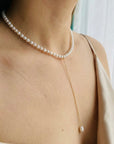 14k gold 13.5cm long pendant with 3mm freshwater pearls 38.5cm  NEW COLLECTION