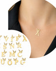 14k gold Letter with clear  string size 39cm necklace
