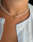 14k gold closing and 4.5mm freshwater pearls necklaces CS-00