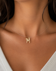 14k gold pendant thin minimalist letter with clear string necklace MNP