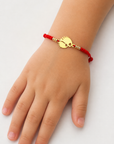 14k gold engraving feet and 2.5mm beads  and string bracelet