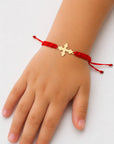 14k gold engraving cross   and  string bracelet