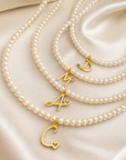 14k gold letter freshwater pearls necklace NFW