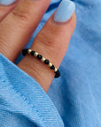 Ring  14k gold beads 2mm and 2mm spinel