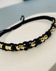 14k gold4mm  disco beads with black 4mm beads bracelet  DON-3
