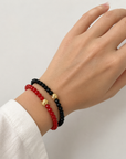 Bracelet 14k gold large ball middle 6mm with different color beads adult size