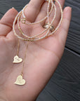 new style 14k gold 1.5-2mm Faceted Polyhedral Beads necklace with long heart and 2mm