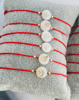 14k gold 2mm beads with shell round pendants bracelet